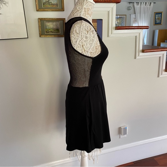 FOR LOVE & LEMONS Black Deep Vneck Black Mesh Skater Dress XS - Picture 4 of 8